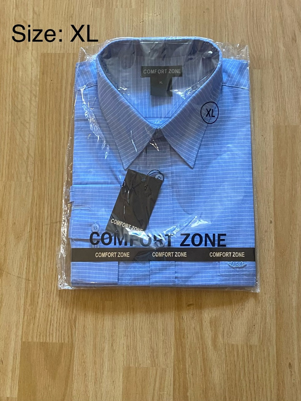 Comfort Zone Light Blue Pinstripe Dress Shirt - XL